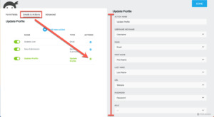 Update Profile action