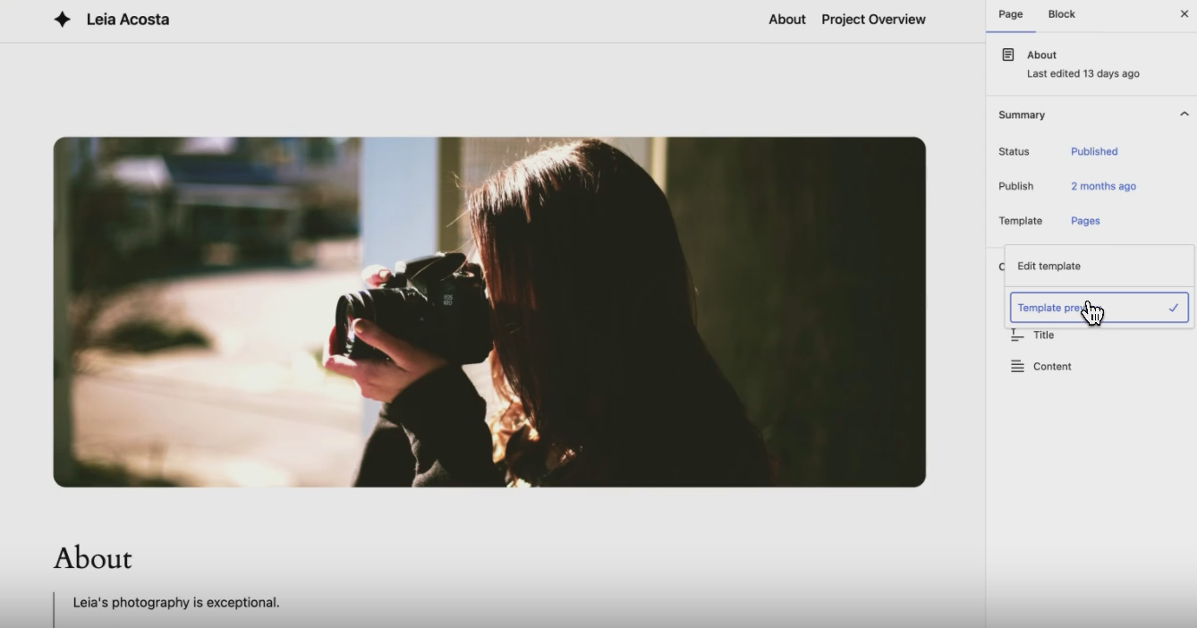 Gutenberg 16.8 template toggling feature