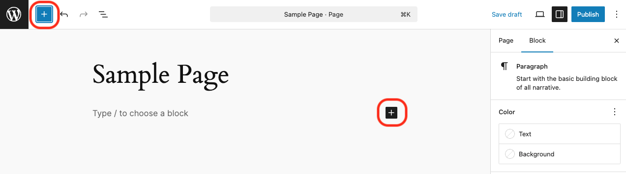 image of a standard wordpress page using the Gutenberg block editor