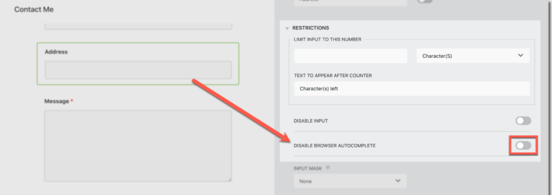 Disable browser autocomplete for User Information fields