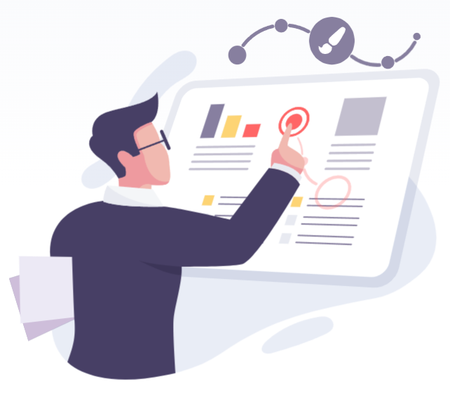 a person dragging graphics on a screen