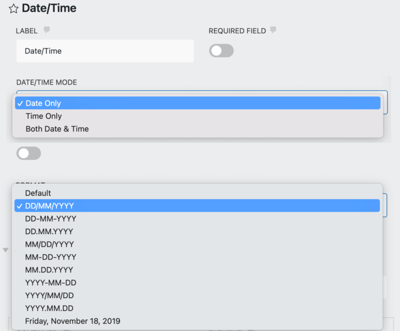 Date Time Picker field