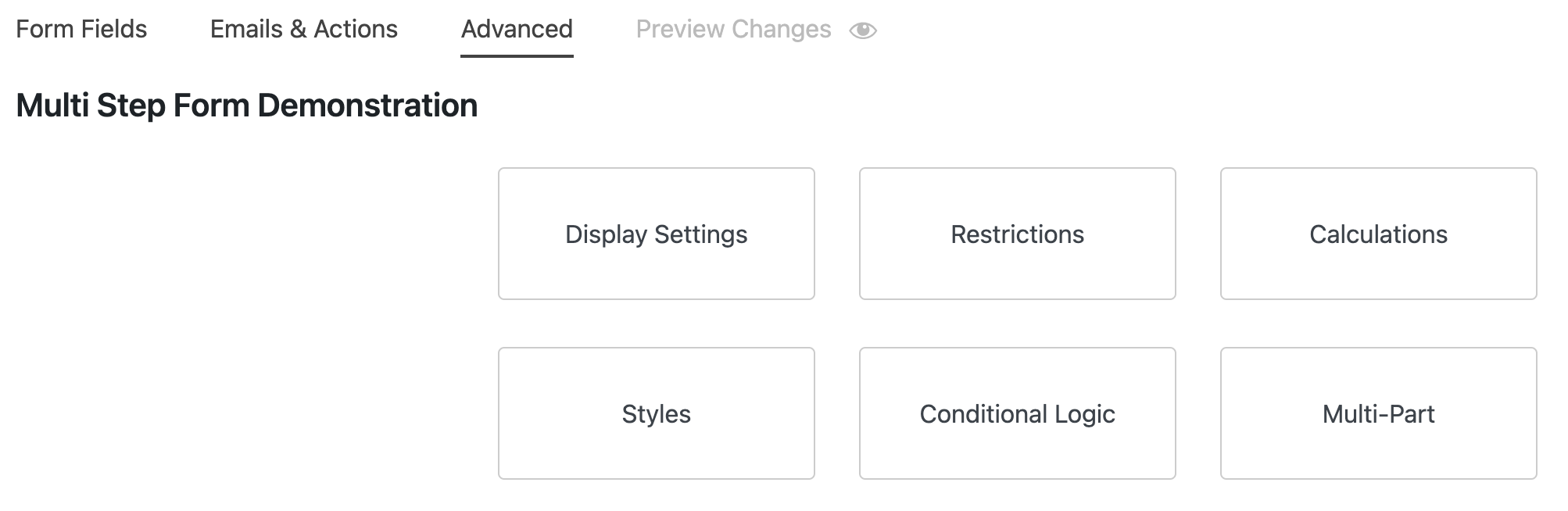 multi step frms settings