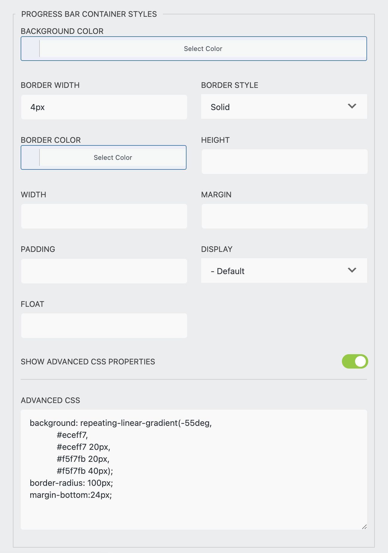 styling progress bar with styling plugin 