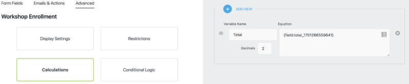 calculation for total
