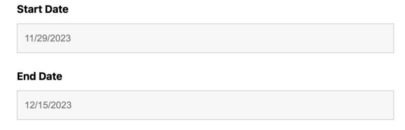 start date and end date