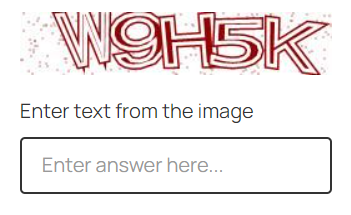 Example Captcha: Enter the text from the image