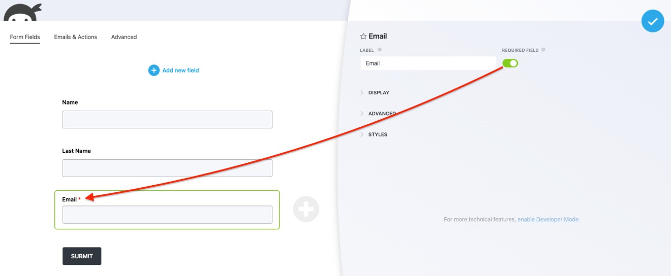 form required fields