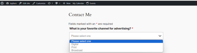 Default placeholder that is different from the list options-preview