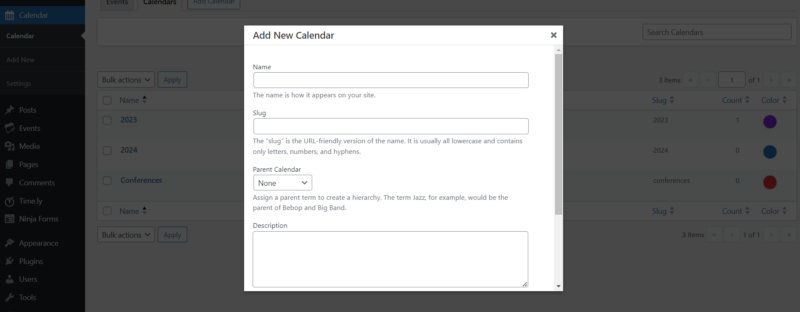 How to fill in the details of the Sugar Event Calendar