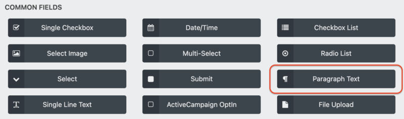 paragraph text field