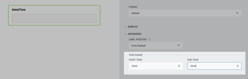 Date/Time field Year Range update.