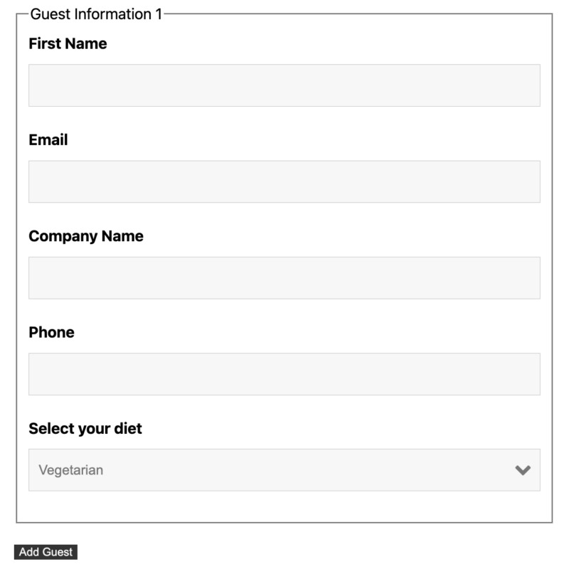 add a new guest repeater field