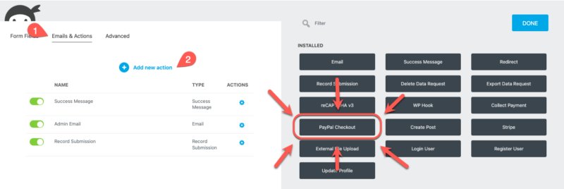 Add PayPal Checkout action by clicking Add New Action