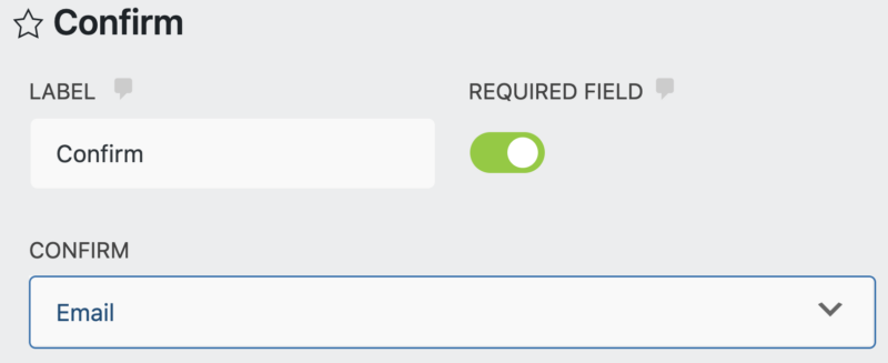 confirm field for email field