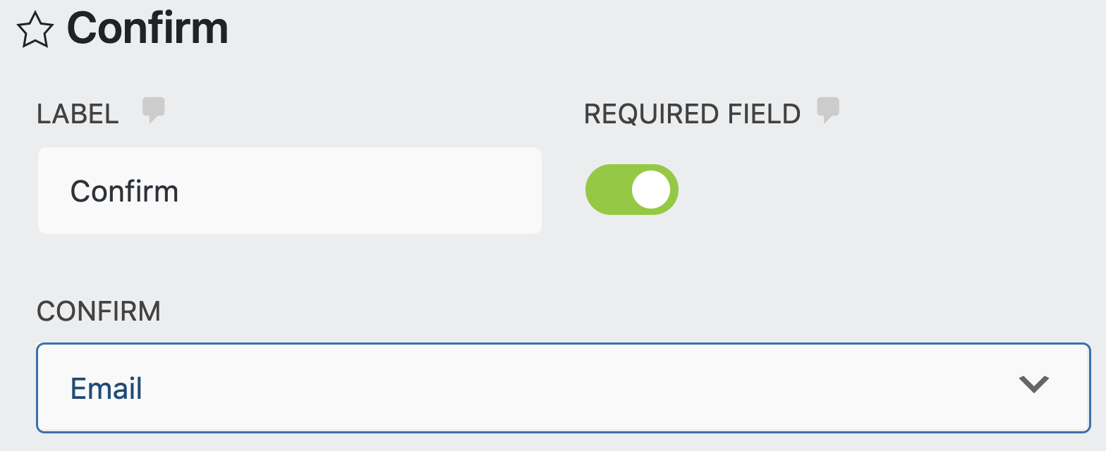 confirm field for email field