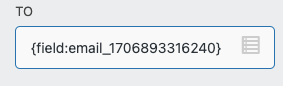 image of the To field with an email field merge tag present