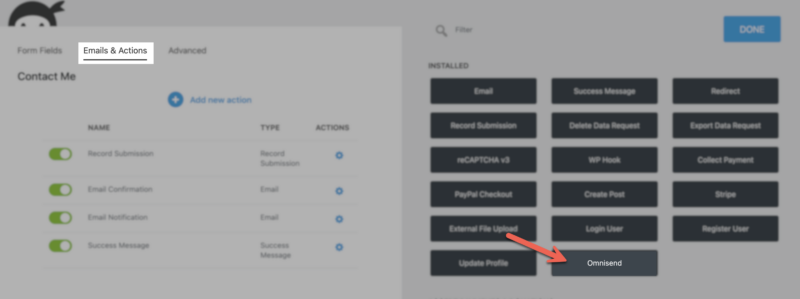 The Omnisend Ninja Form action