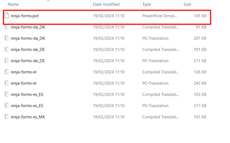 Ninja Forms POT file