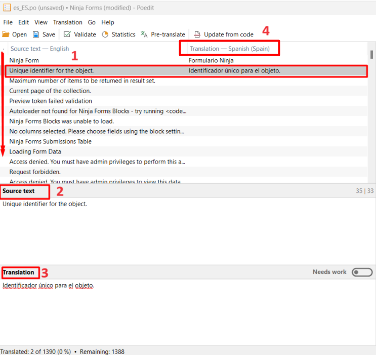 Poedit App translation Interface