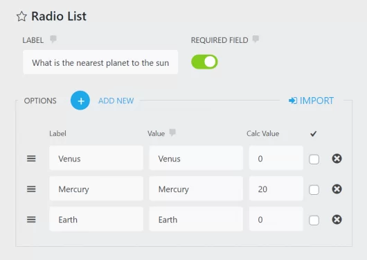 calculation values per fields