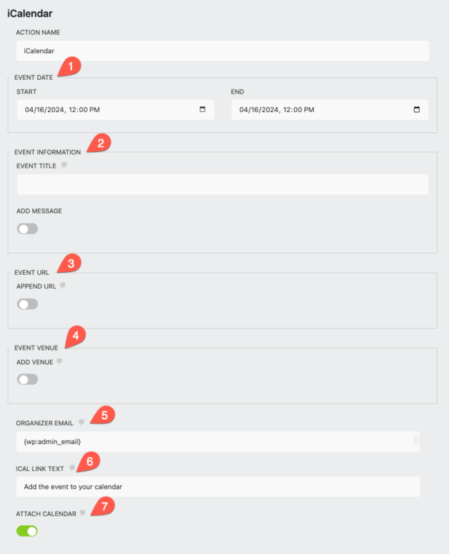 iCalendar action notification