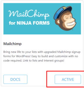 Mailchimp add-on successfully installed
