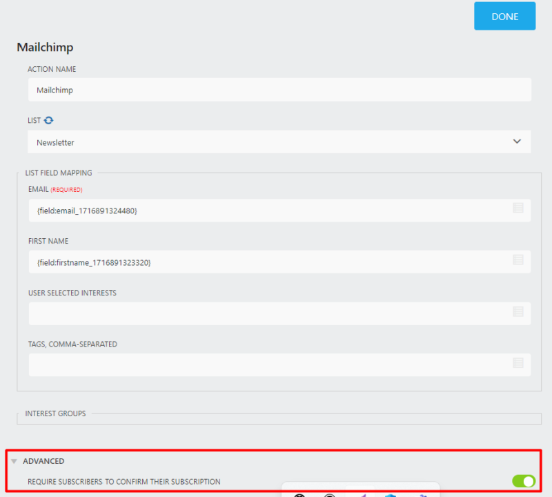 Ninja Forms Double Opt-in Settings