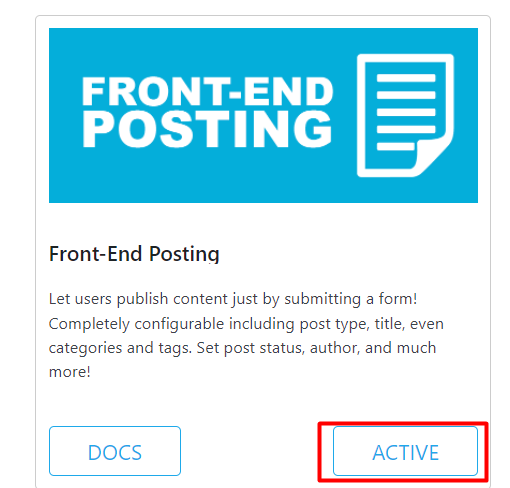 Front-End posting add-on when installed