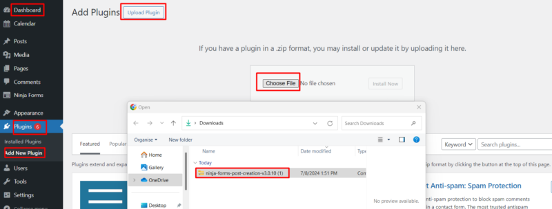 Installing Front-end posting by Ninja Forms
