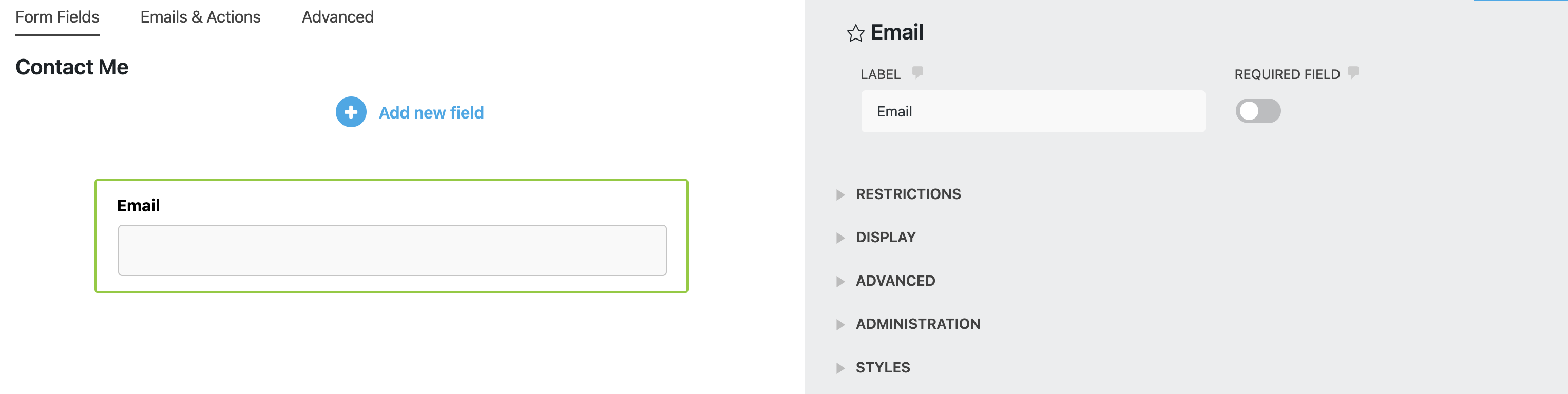 changing size of email field