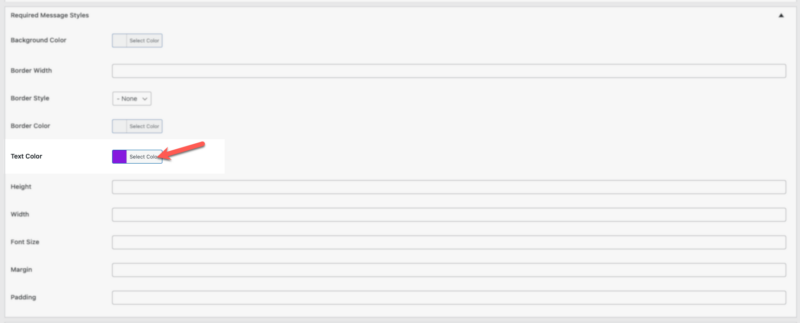 Change the text color for Fields marked with an *are required