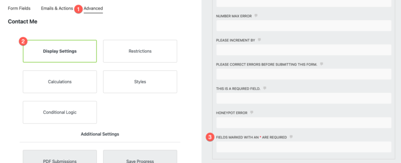 Custom Field Label Settings