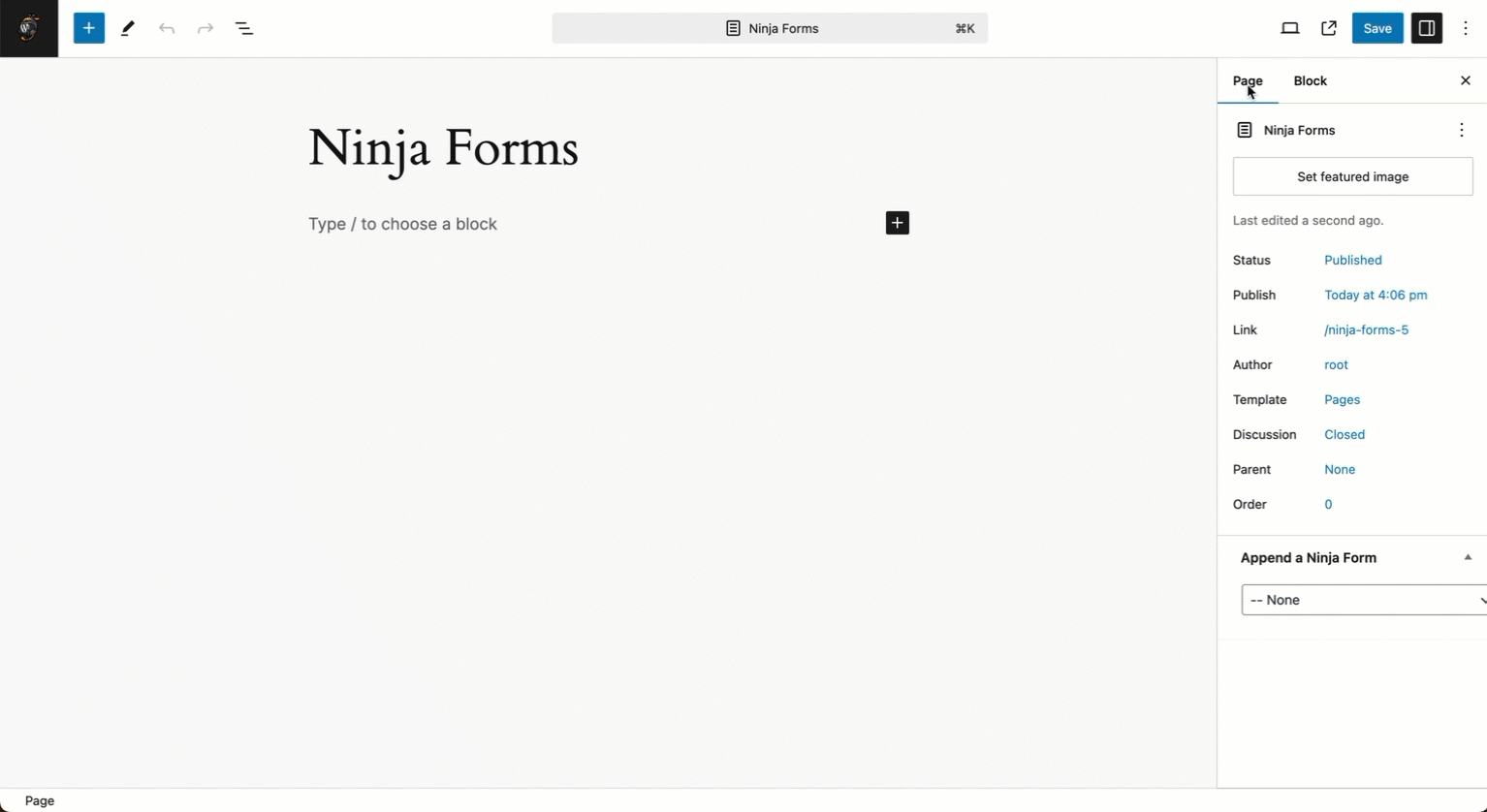 Add a WordPress form using the Ninja Forms Append a Ninja Form metabox