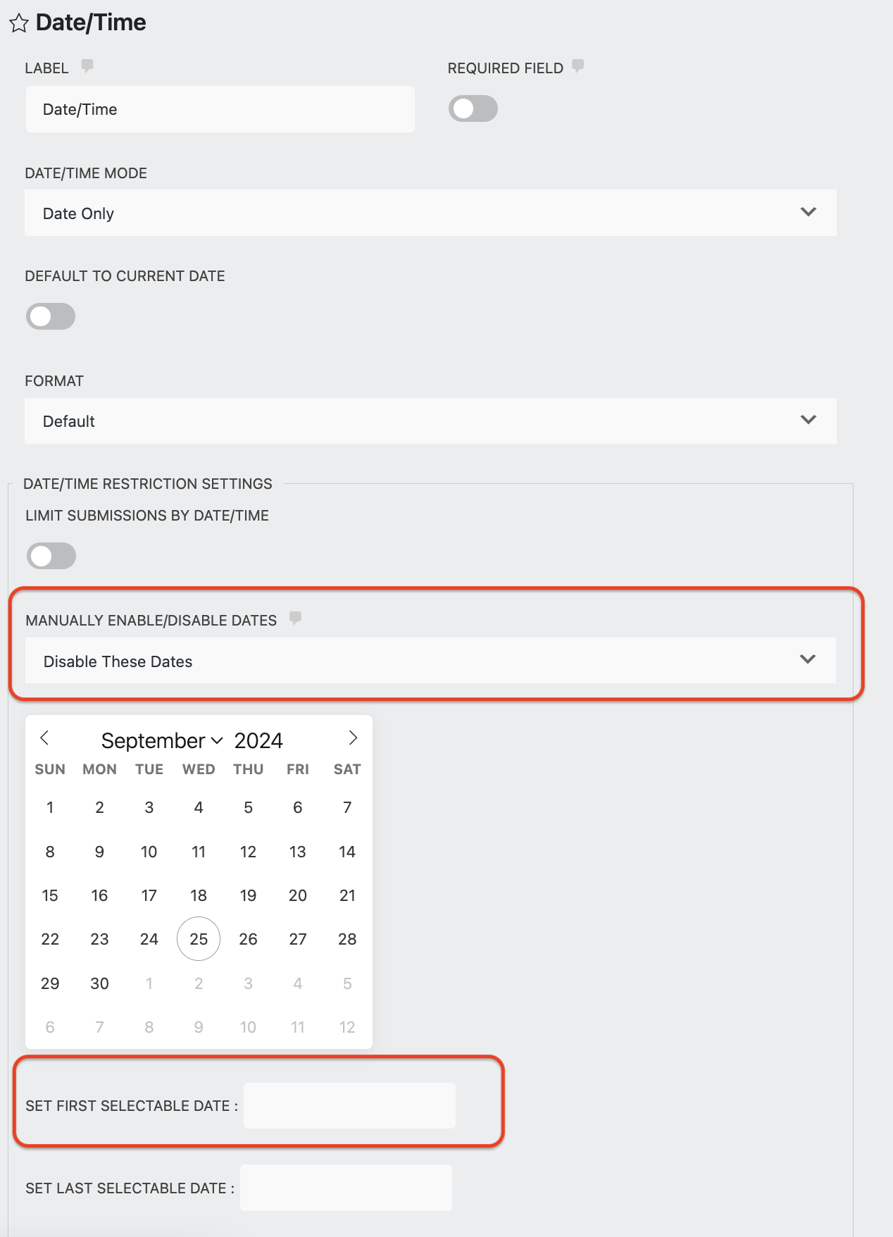 block past dates in wordpress