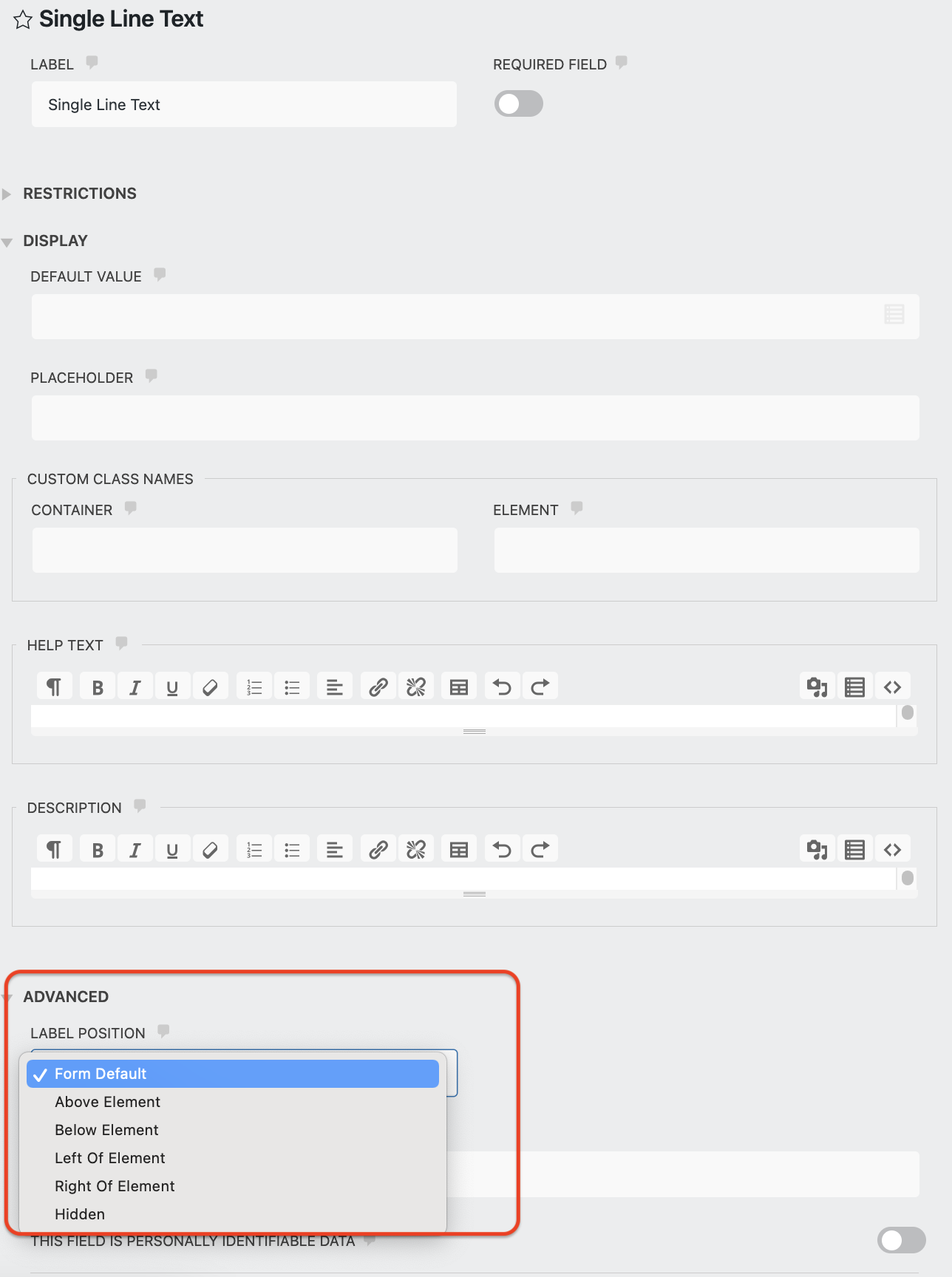 change label position