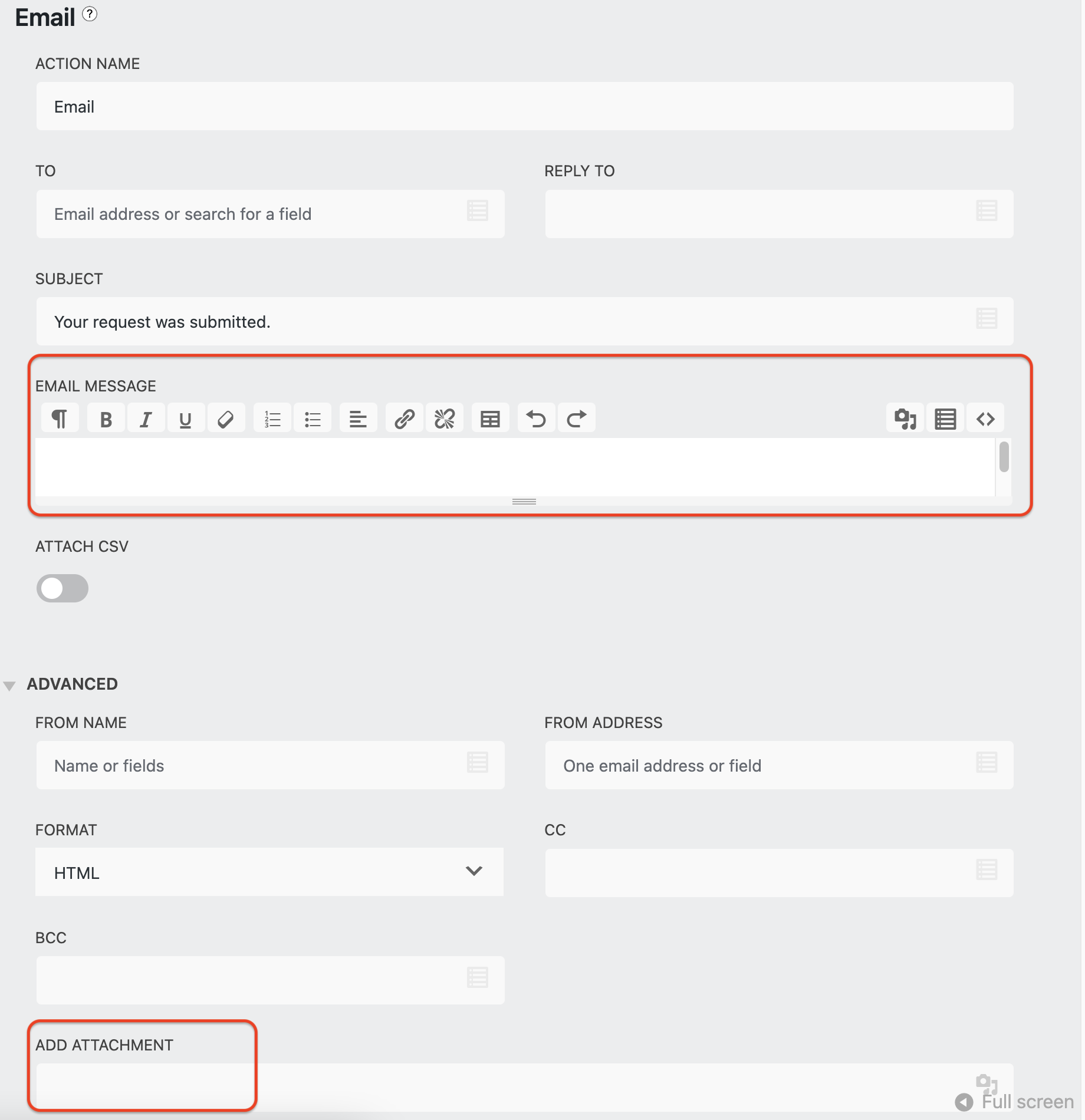 customize email notification