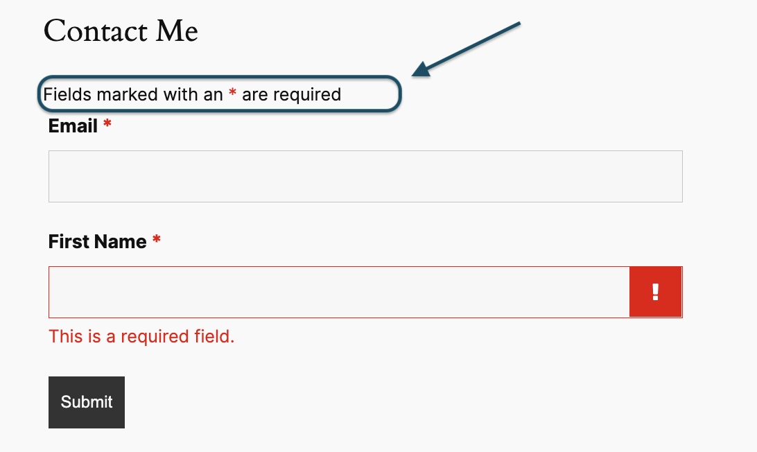 fields marked with an * are required