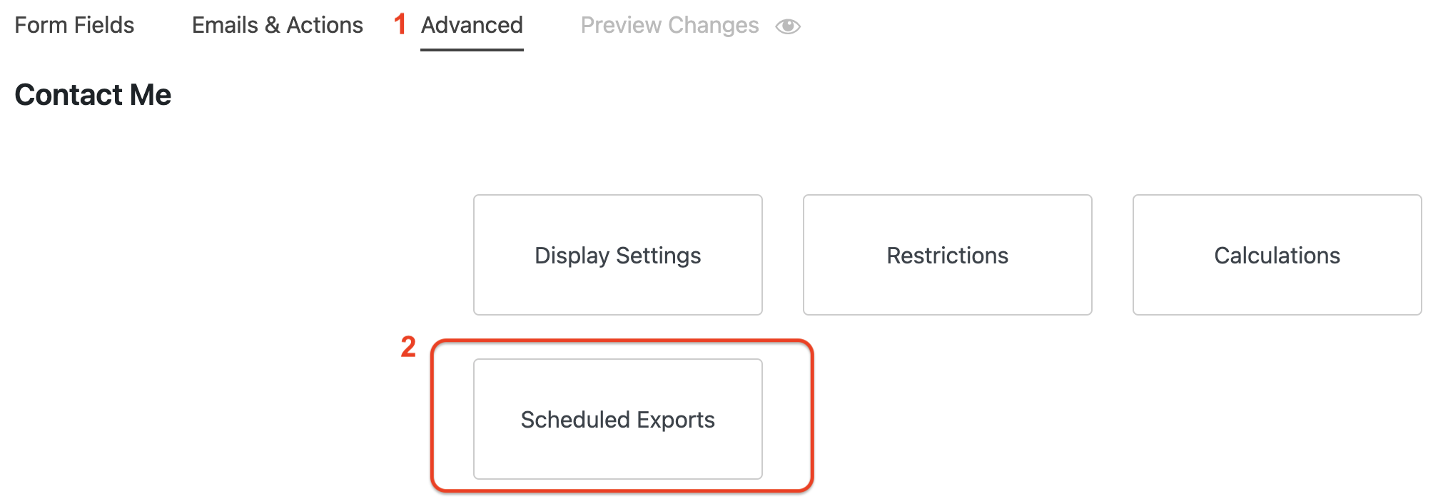 scheduled submission exports under advanced tab