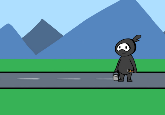 ninja road mountains blue