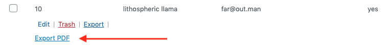 export form submission as a pdf document with the Export as PDF button added to the Ninja Forms submission page, inline with each new submission. It's right next to the normal Export button.