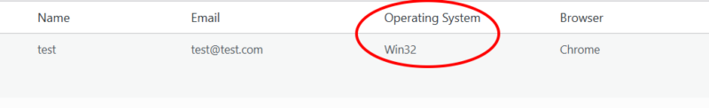 Ninja Forms submission showing the Operating System field populated with an OS name